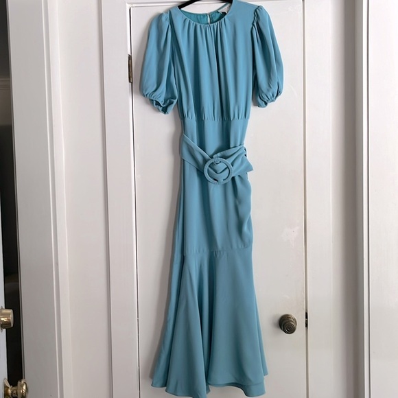 Sachin & Babi Camila Crepe Belted Dress in Teal. size 10 - Picture 3 of 12